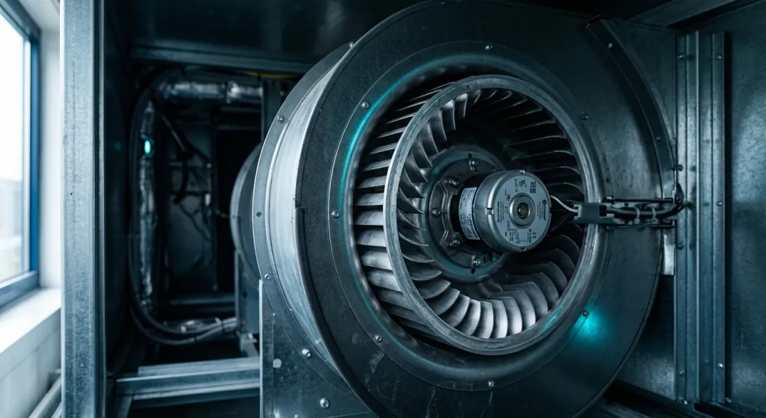 Direct aangedreven EC-centrifugaalventilator in een luchtbehandelingskast